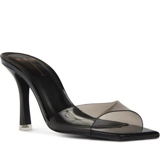 Black suede Studio "Marnie" Black slide heels BNWT mules women NEW - Picture 1 of 9